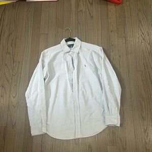 Ralph Lauren’s button down. Size youth 16 on the white and 16/18 blue